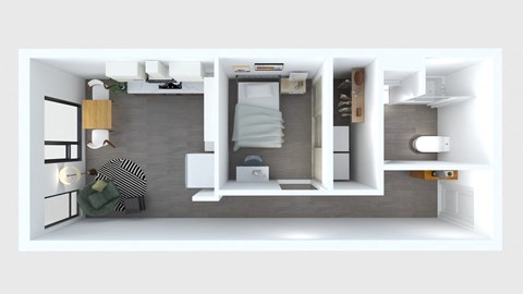 Floor plan for 1 bed, 1 bath, 506 sqft